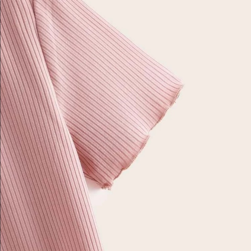 Button up V-neck Ribbed Tee - Picture 3 of 4